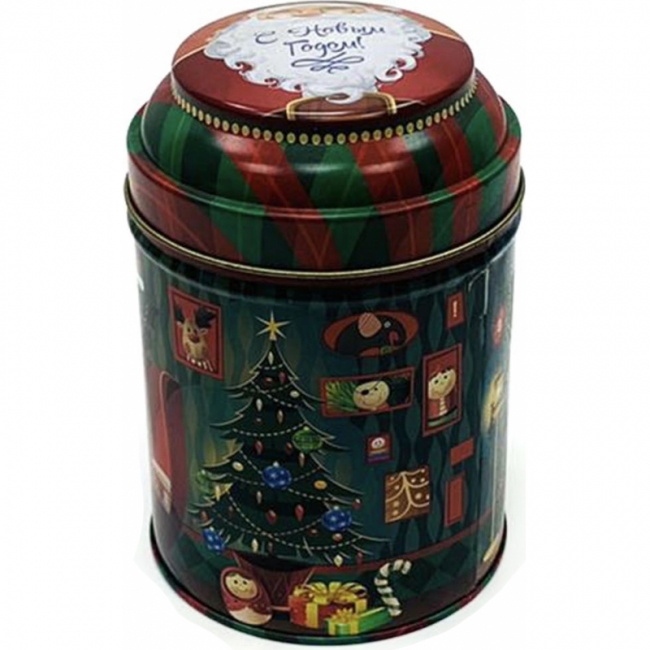 жестяная круглая С Новым Годом