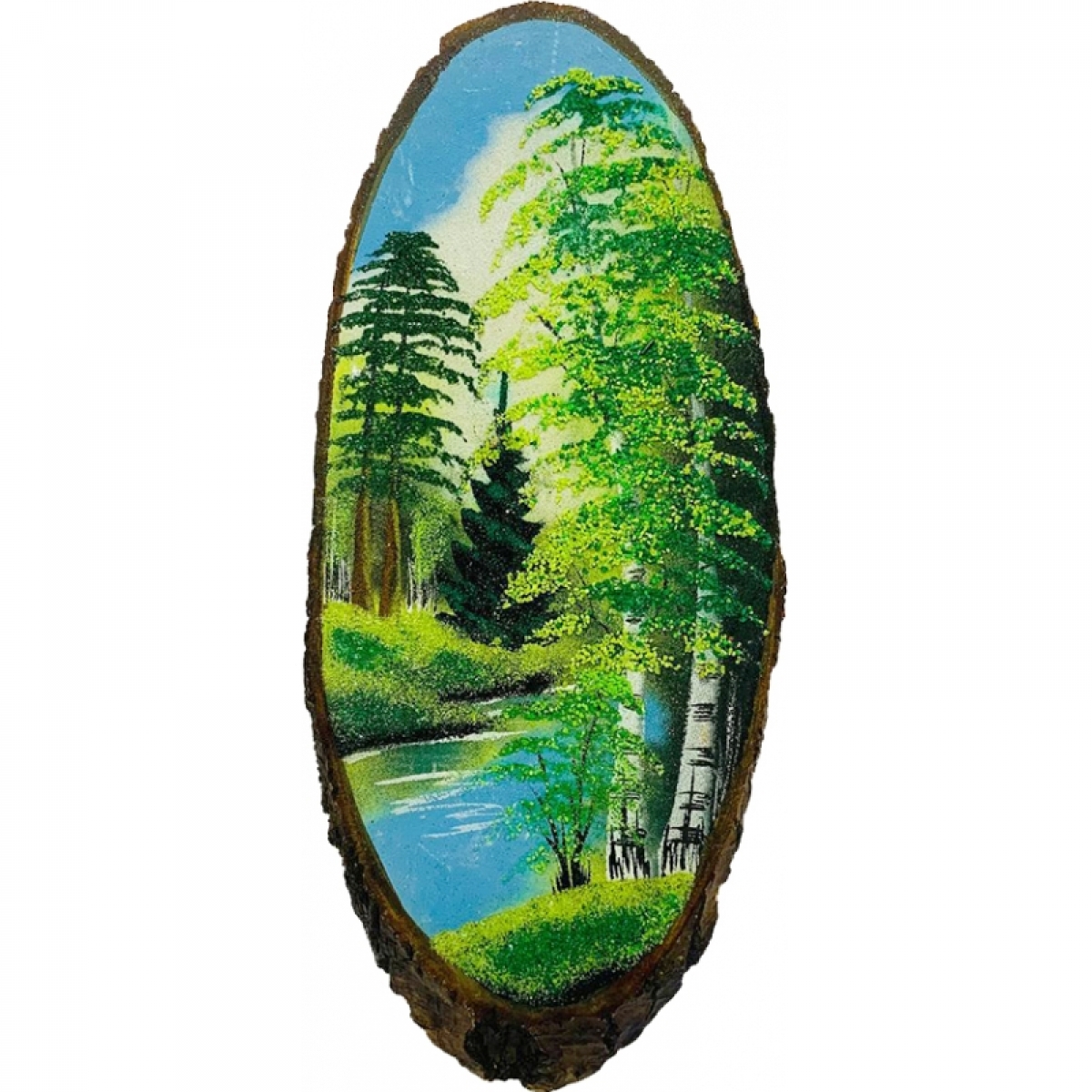 Картина на срезе Береза