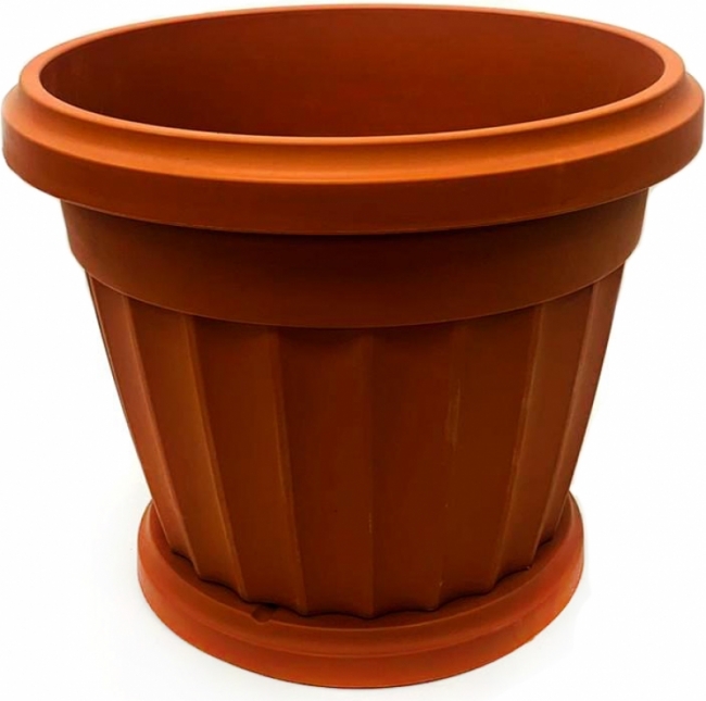 Горшок с поддоном пластиковый Терракотовое (Большое)