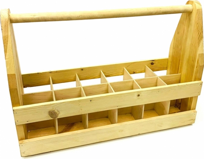 деревянный для бутылок с ручкой 12 ячеек